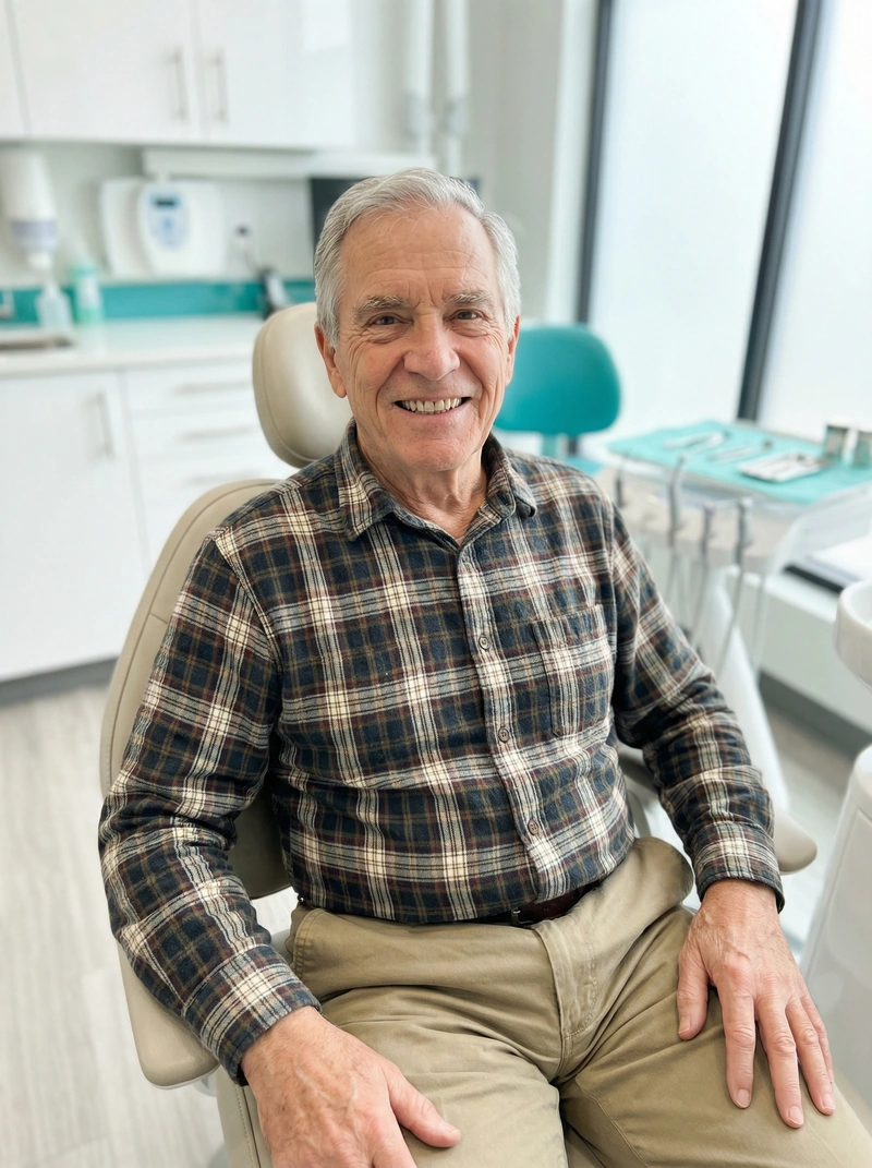 Patient smiling confidently with new dentures at myDental