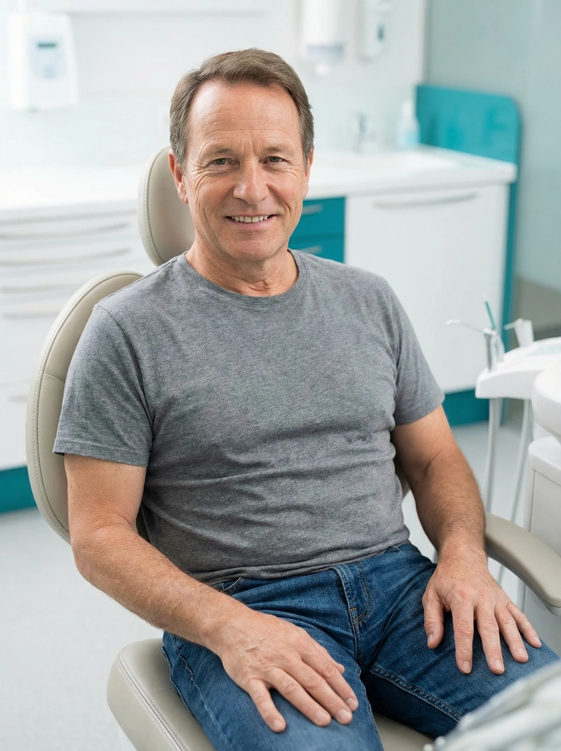 Smiling patient after restorative dental treatment at myDental