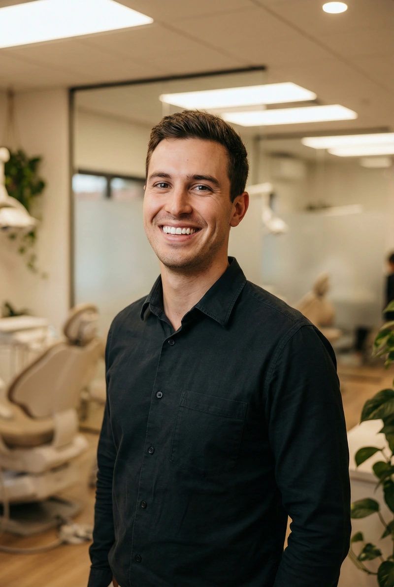 Smiling patient after professional teeth whitening at myDental