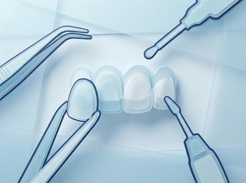 Porcelain dental veneers illustration