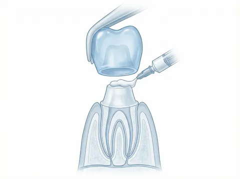 Crown and bridge reseating and recementation illustration