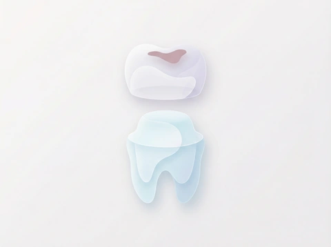 Custom dental crown restoring a damaged tooth